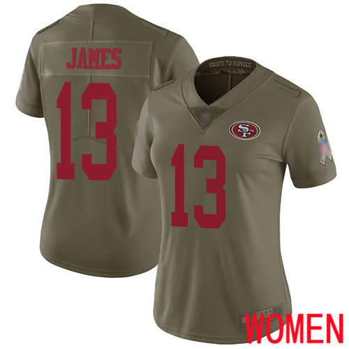 San Francisco 49ers Limited Olive Women Richie James NFL Jersey #13 2017 Salute to Service
